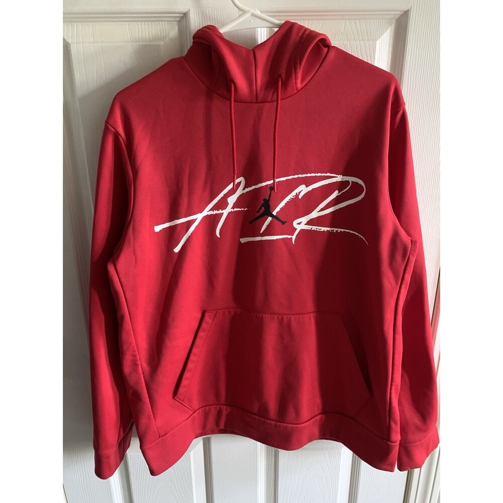 Nike Air Jordan Hoodie Mens Medium Red Dri-Fit Fleece Pullover